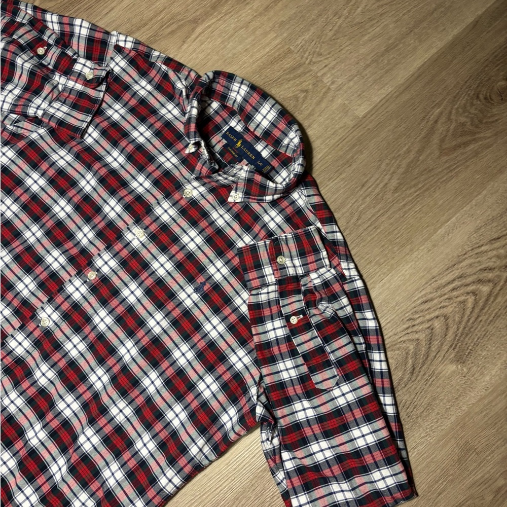 POLO RALPH LAUREN Men's Size Large Custom Fit Red Plaid Long-Sleeve Button Shirt